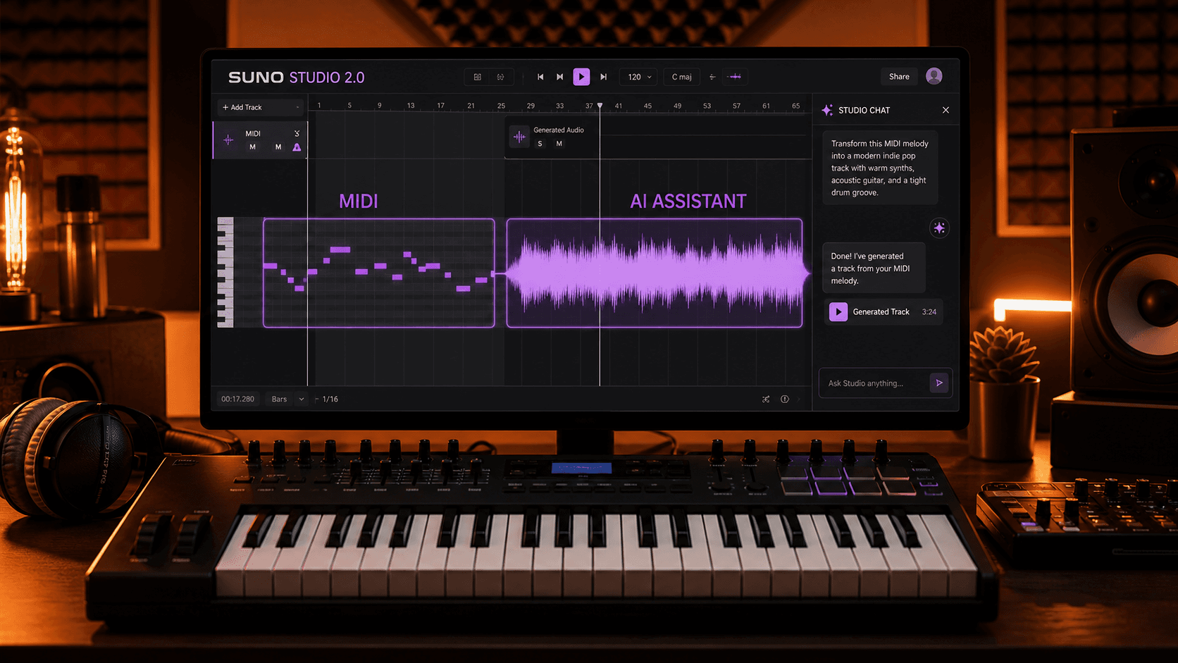 Suno Studio 2.0 přidává MIDI a AI asistenta. Co umí?